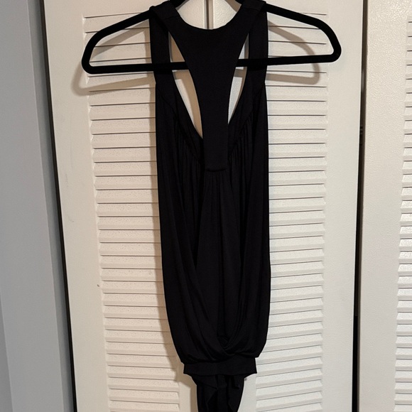 Marciano Black Sleeveless Halter Top with Turquoise Trim - Picture 3 of 3